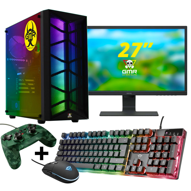 GMR - Flamecharger Gaming SET V2 (GamePC + 27 Inch Monitore + Tastatur + Maus + Game Controller)